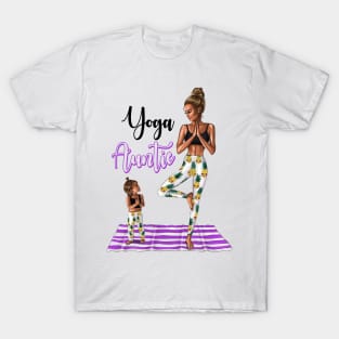 Yoga Auntie Cool Meditating Auntie T-Shirt